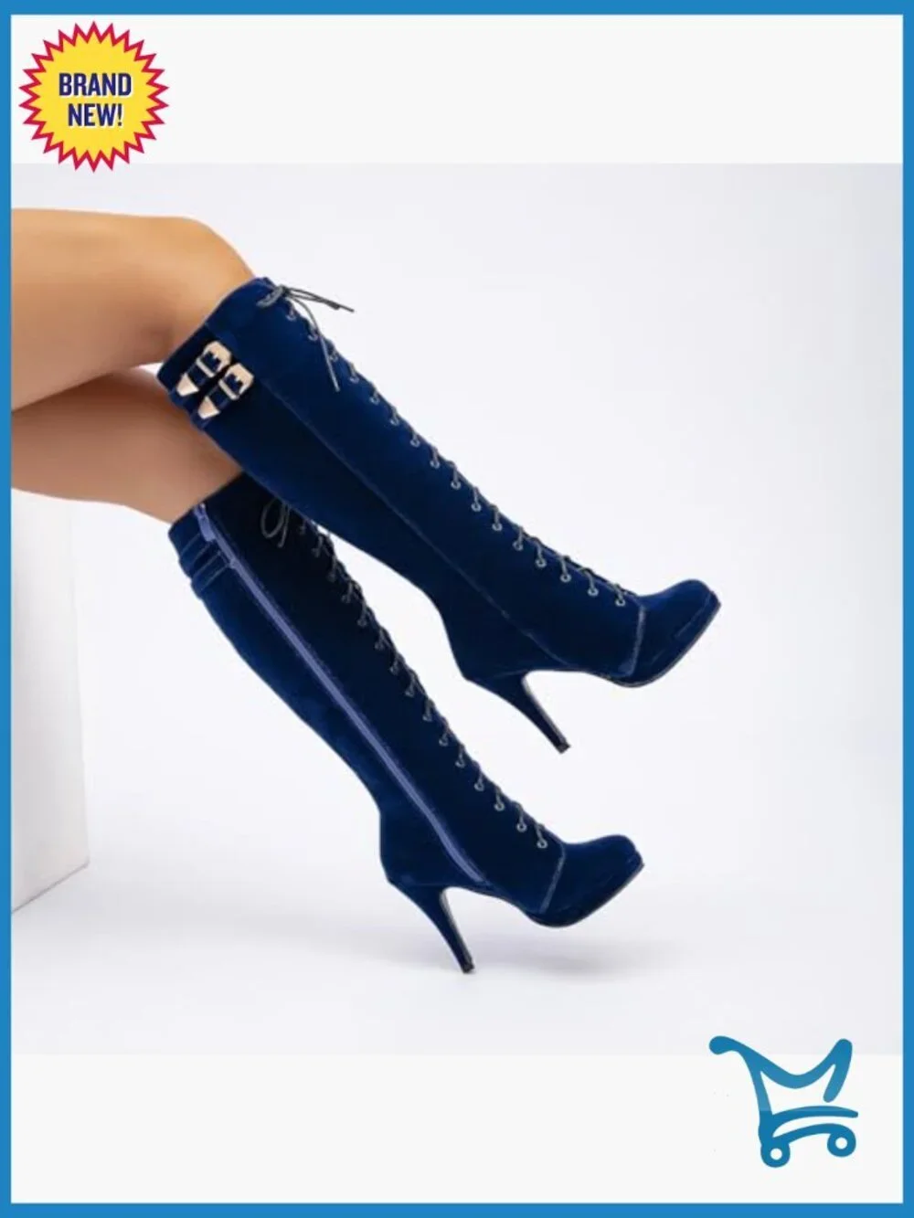 Knee High Boots Suede Lace Up Zipped Thigh High Heel Pointed Toe Fashion Boots